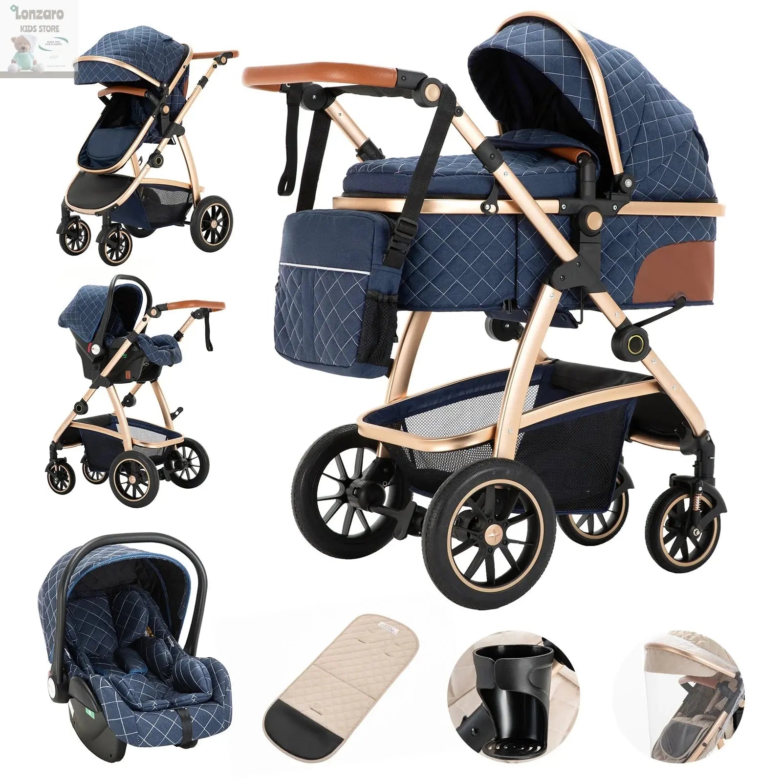 Kinderwagen 3 in 1  Multifunctioneel - Lonzaro Kids