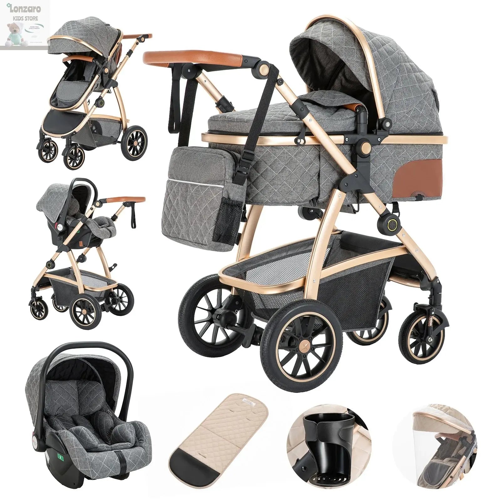 Kinderwagen 3 in 1  Multifunctioneel - Lonzaro Kids