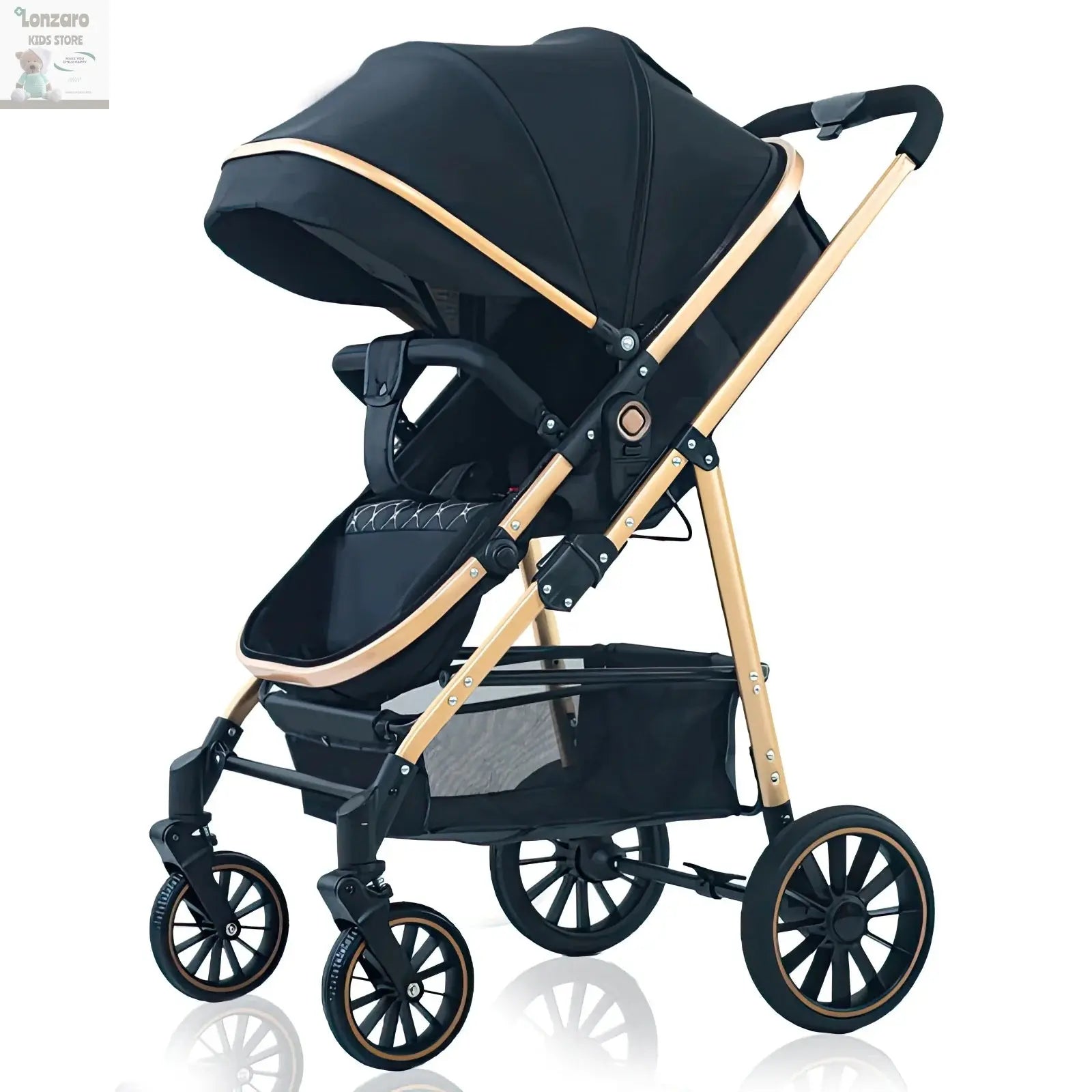 Baby Stroller 3 in 1 Luxurious Portable Baby Carriage Fold Pram High Landscape Aluminum Frame Newborn Infant Stroller Lonzaro Kids