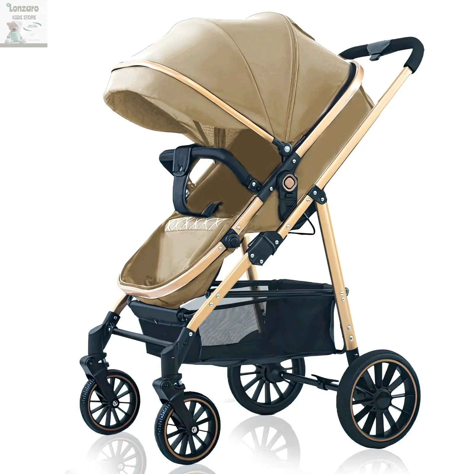 Baby Stroller 3 in 1 Luxurious Portable Baby Carriage Fold Pram High Landscape Aluminum Frame Newborn Infant Stroller Lonzaro Kids