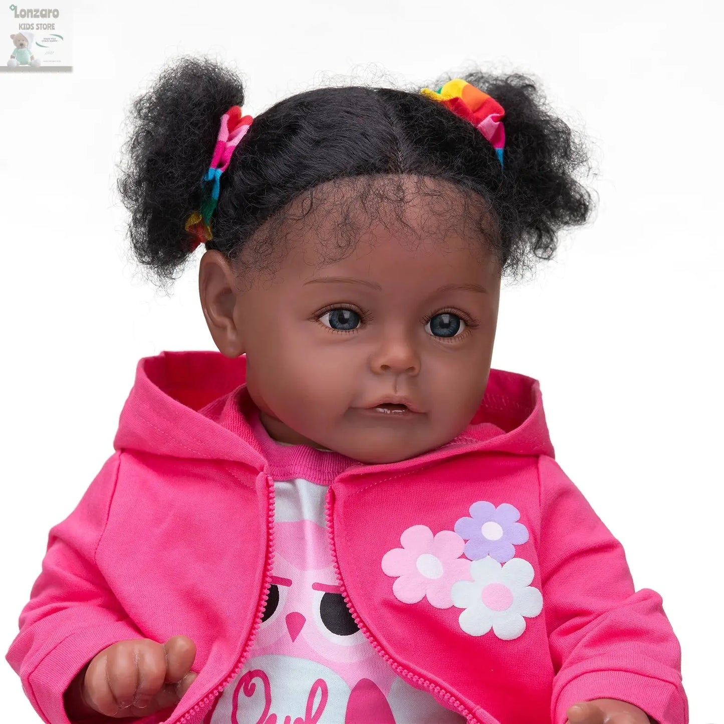 Bebe 60CM High Quality Reborn Toddler Sue-Sue In Dark Skin African American Baby Girl Doll Rooted Long Curly hair Handmade doll Lonzaro Kids