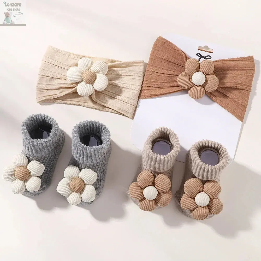 Bloemige Babyset: Hoofdband & Sokken - Lonzaro Kids
