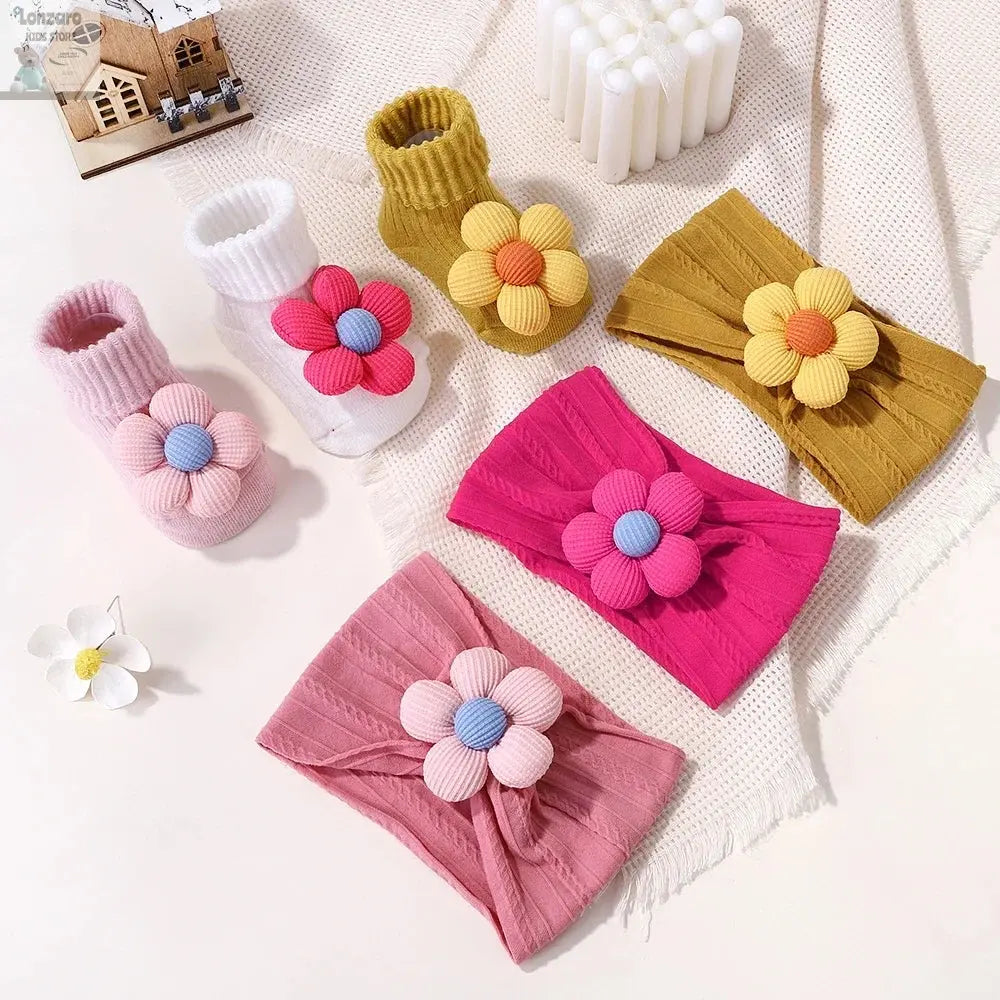 Bloemige Babyset: Hoofdband & Sokken - Lonzaro Kids