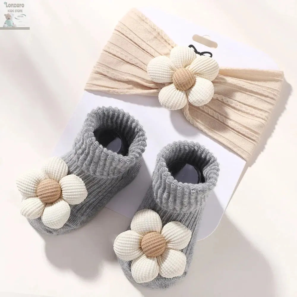 Bloemige Babyset: Hoofdband & Sokken - Lonzaro Kids