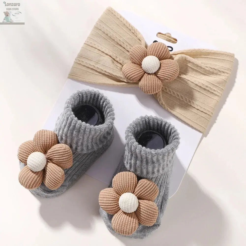 Bloemige Babyset: Hoofdband & Sokken - Lonzaro Kids