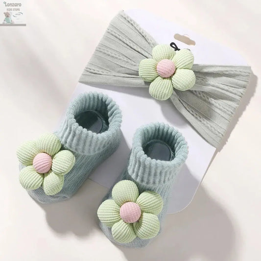 Bloemige Babyset: Hoofdband & Sokken - Lonzaro Kids