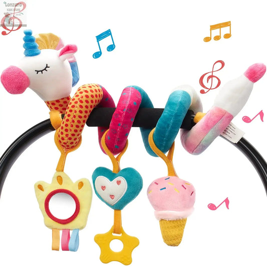 Car Seat Toys for Babies Rattle Mirror Crinkle Squeaky Carseat Stroller Toys 0-6 Months Developmental Newborn Baby Girl Gifts Lonzaro Kids