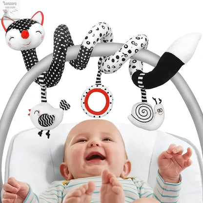 Car Seat Toys for Babies Rattle Mirror Crinkle Squeaky Carseat Stroller Toys 0-6 Months Developmental Newborn Baby Girl Gifts Lonzaro Kids