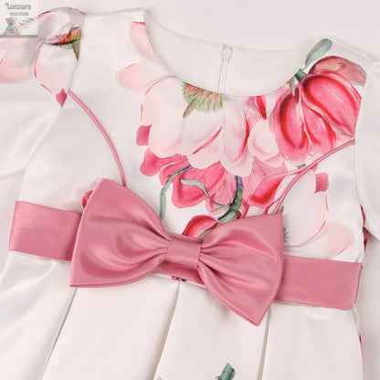 Child Princess Dress dress Bow print dress flower Baby Day pompadour dress host catwalk evening gown Lonzaro Kids