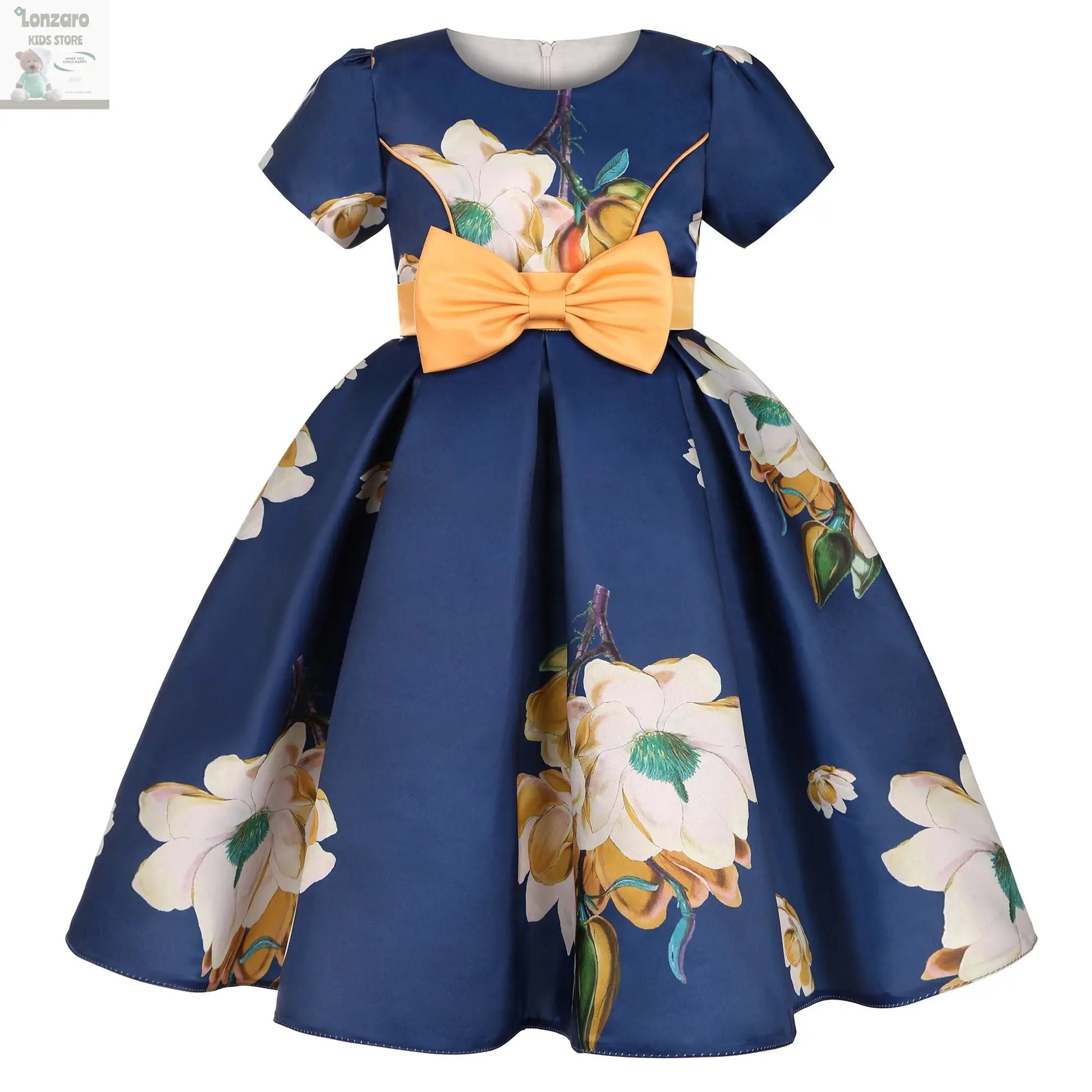 Child Princess Dress dress Bow print dress flower Baby Day pompadour dress host catwalk evening gown Lonzaro Kids