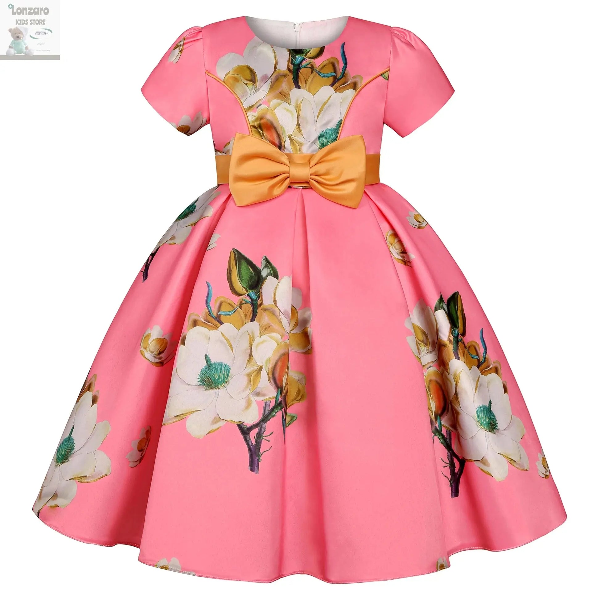Child Princess Dress dress Bow print dress flower Baby Day pompadour dress host catwalk evening gown Lonzaro Kids