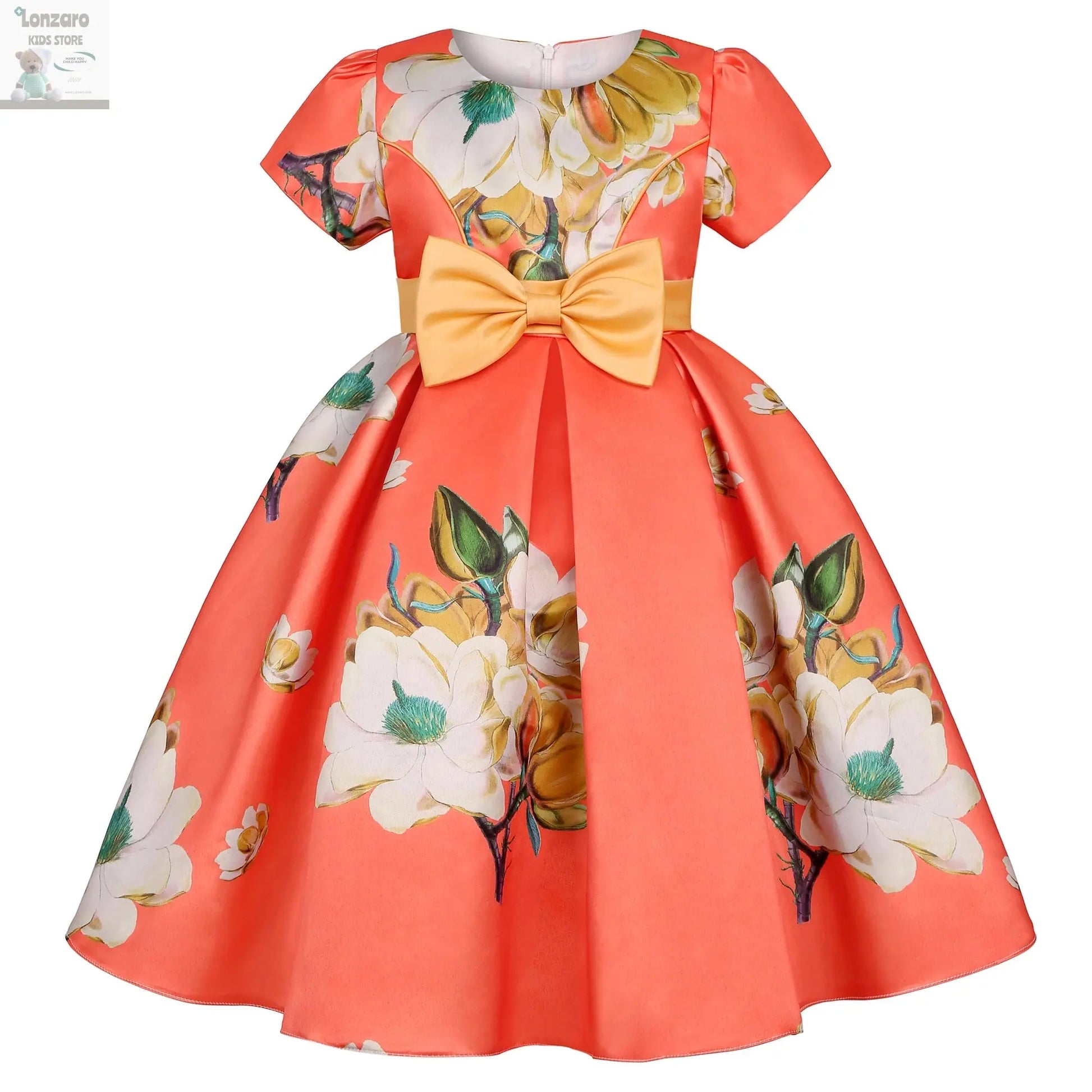 Child Princess Dress dress Bow print dress flower Baby Day pompadour dress host catwalk evening gown Lonzaro Kids