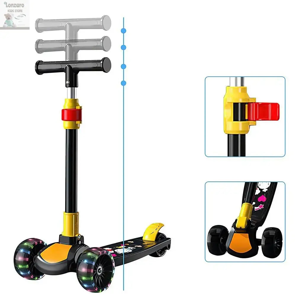 Children Scooter Adjustable Children Kick Scooter Foldable Boys And Girls Aged 2-12 Years Old Outdoor Cycling Scooter For Lonzaro Kids