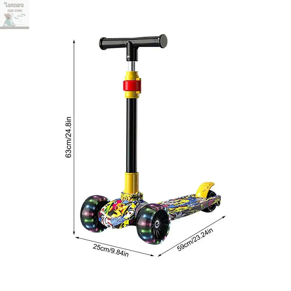 Children Scooter Adjustable Children Kick Scooter Foldable Boys And Girls Aged 2-12 Years Old Outdoor Cycling Scooter For Lonzaro Kids