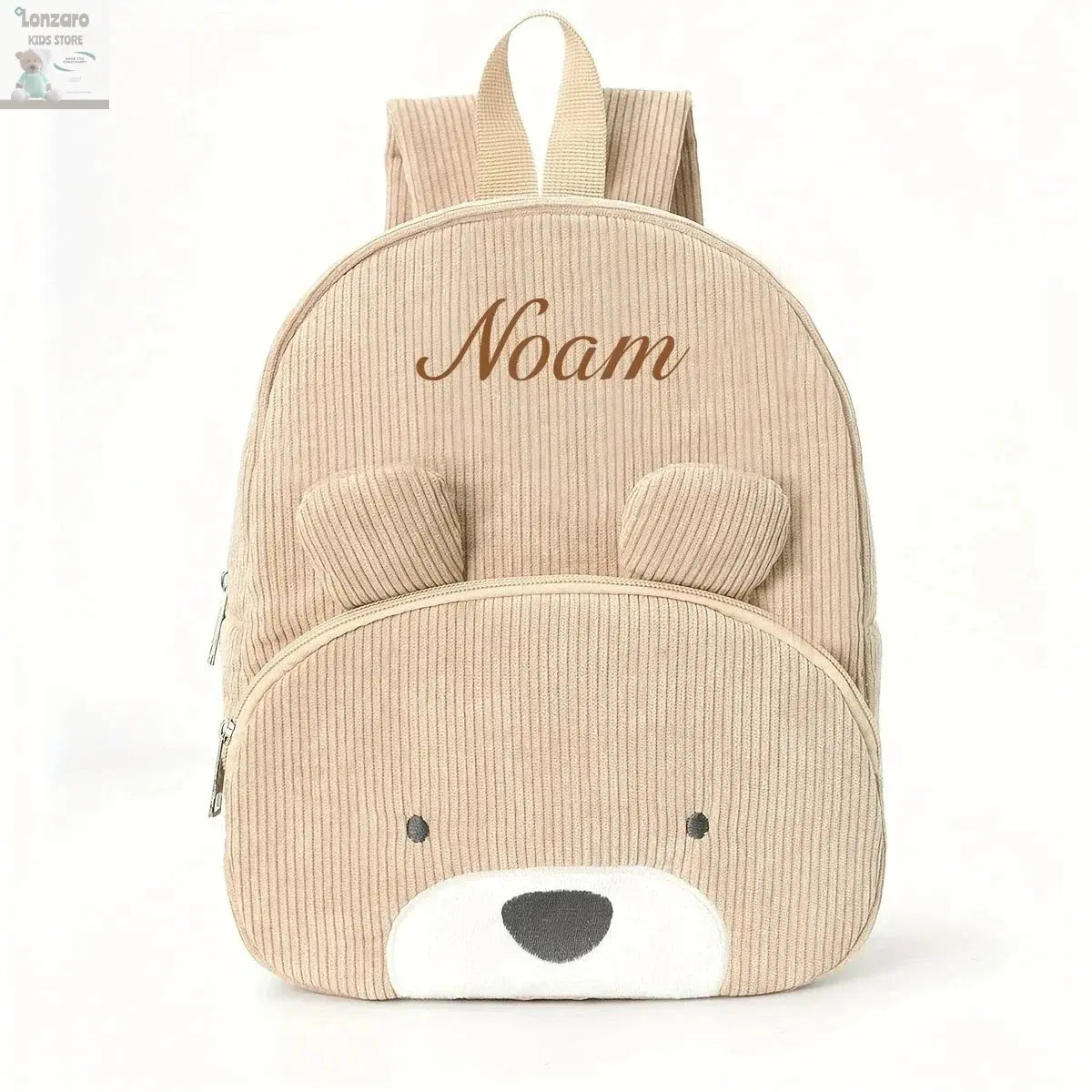 Customized Name Toddler Backpack Cartoon Bear Corduroy Large Capacity Backpack Embroidered Name Backpack Plush Bag Lonzaro Kids