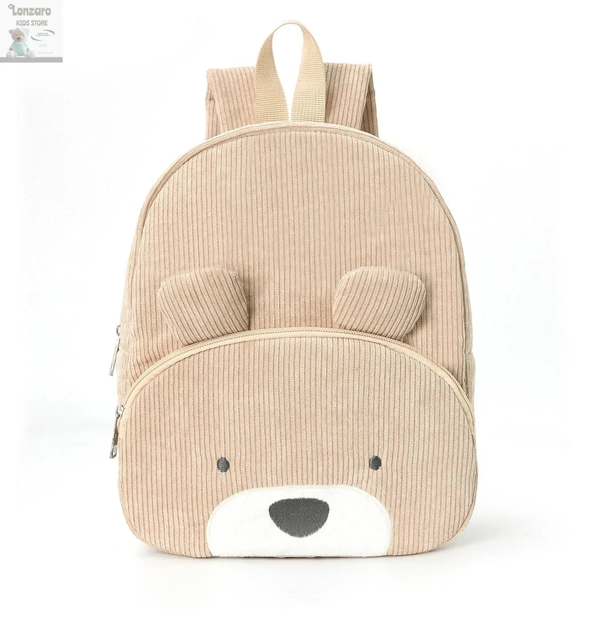 Customized Name Toddler Backpack Cartoon Bear Corduroy Large Capacity Backpack Embroidered Name Backpack Plush Bag Lonzaro Kids