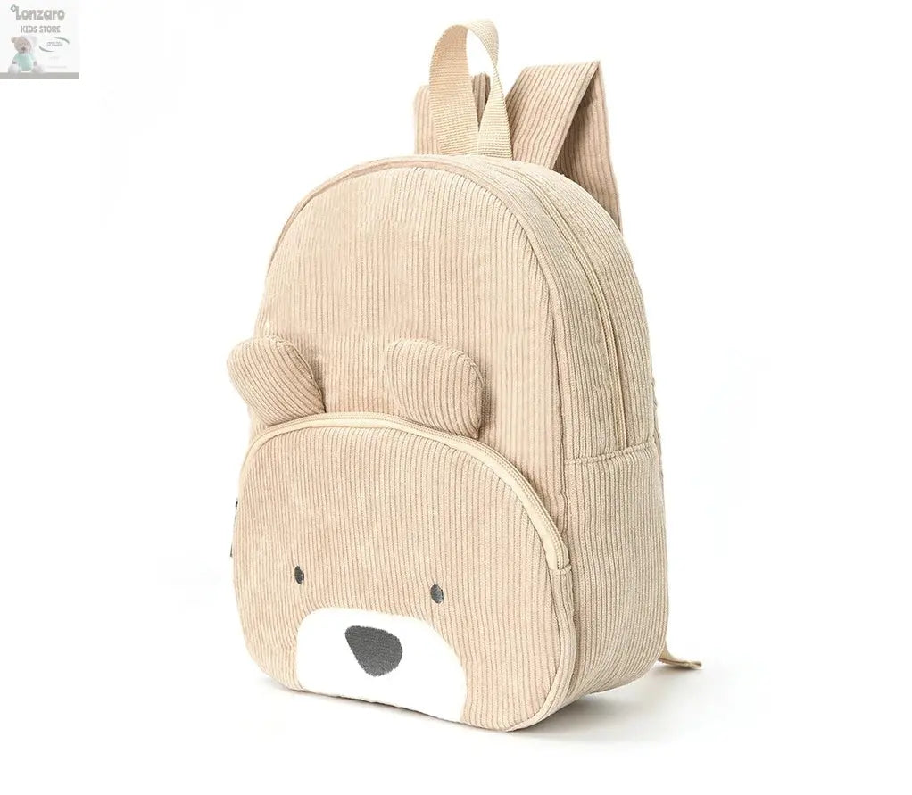 Customized Name Toddler Backpack Cartoon Bear Corduroy Large Capacity Backpack Embroidered Name Backpack Plush Bag Lonzaro Kids