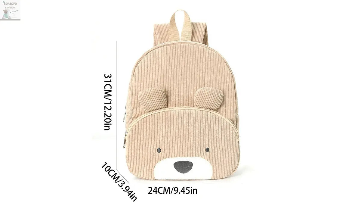 Customized Name Toddler Backpack Cartoon Bear Corduroy Large Capacity Backpack Embroidered Name Backpack Plush Bag Lonzaro Kids
