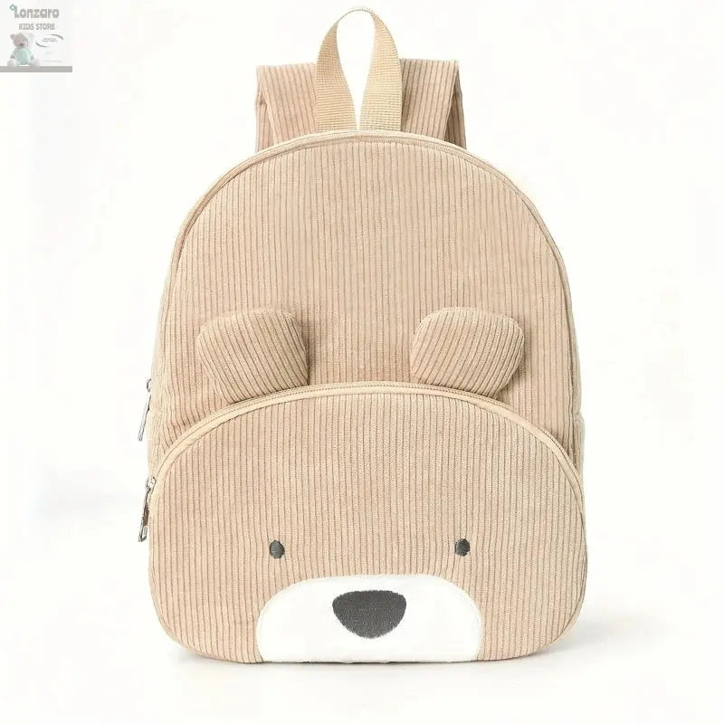 Customized Name Toddler Backpack Cartoon Bear Corduroy Large Capacity Backpack Embroidered Name Backpack Plush Bag Lonzaro Kids