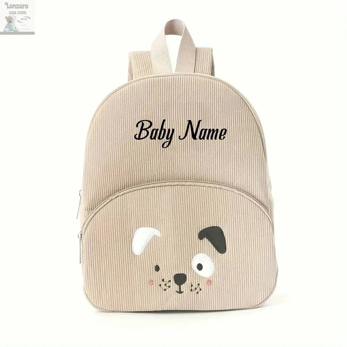 Customized Name Toddler Backpack Cartoon Bear Corduroy Large Capacity Backpack Embroidered Name Backpack Plush Bag Lonzaro Kids