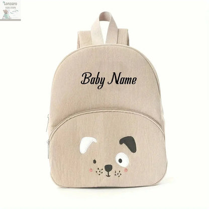 Customized Name Toddler Backpack Cartoon Bear Corduroy Large Capacity Backpack Embroidered Name Backpack Plush Bag Lonzaro Kids