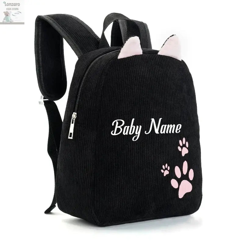 Customized Name Toddler Backpack Cartoon Bear Corduroy Large Capacity Backpack Embroidered Name Backpack Plush Bag Lonzaro Kids
