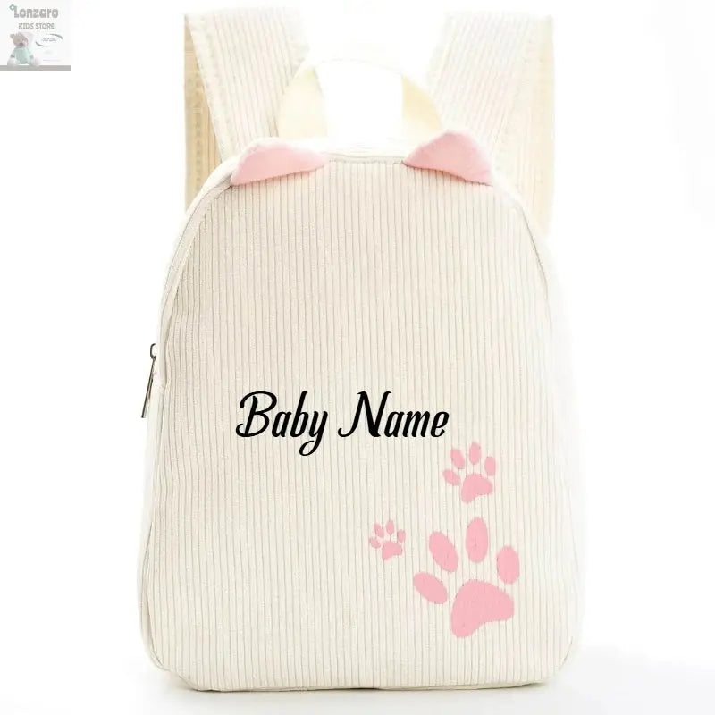Customized Name Toddler Backpack Cartoon Bear Corduroy Large Capacity Backpack Embroidered Name Backpack Plush Bag Lonzaro Kids