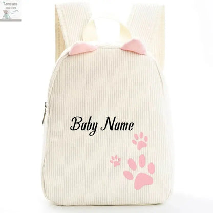 Customized Name Toddler Backpack Cartoon Bear Corduroy Large Capacity Backpack Embroidered Name Backpack Plush Bag Lonzaro Kids