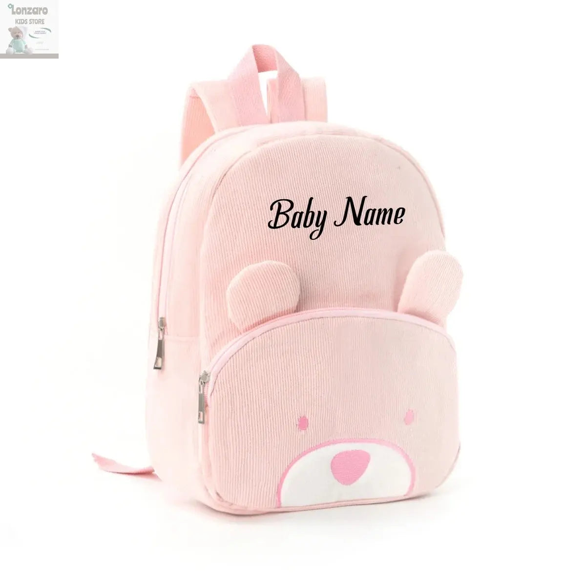 Customized Name Toddler Backpack Cartoon Bear Corduroy Large Capacity Backpack Embroidered Name Backpack Plush Bag Lonzaro Kids