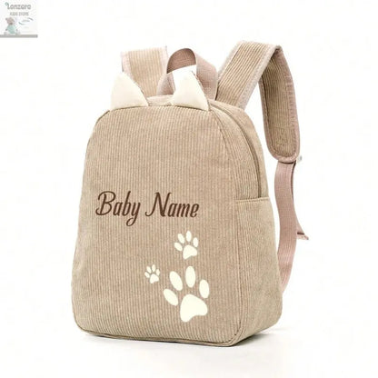 Customized Name Toddler Backpack Cartoon Bear Corduroy Large Capacity Backpack Embroidered Name Backpack Plush Bag Lonzaro Kids
