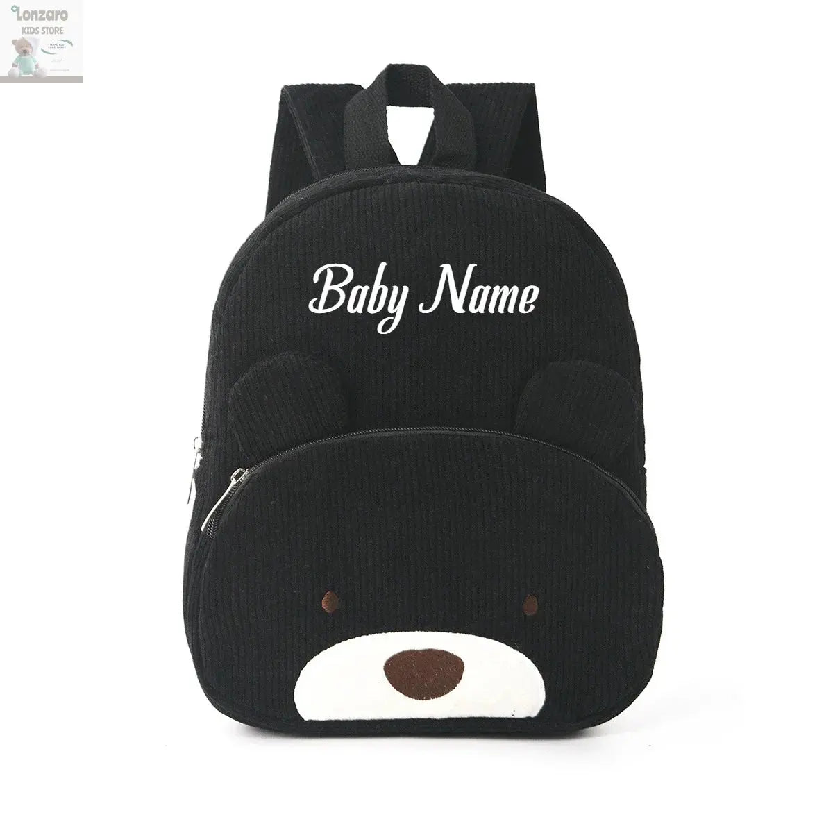 Customized Name Toddler Backpack Cartoon Bear Corduroy Large Capacity Backpack Embroidered Name Backpack Plush Bag Lonzaro Kids