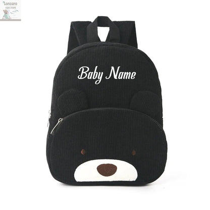 Customized Name Toddler Backpack Cartoon Bear Corduroy Large Capacity Backpack Embroidered Name Backpack Plush Bag Lonzaro Kids
