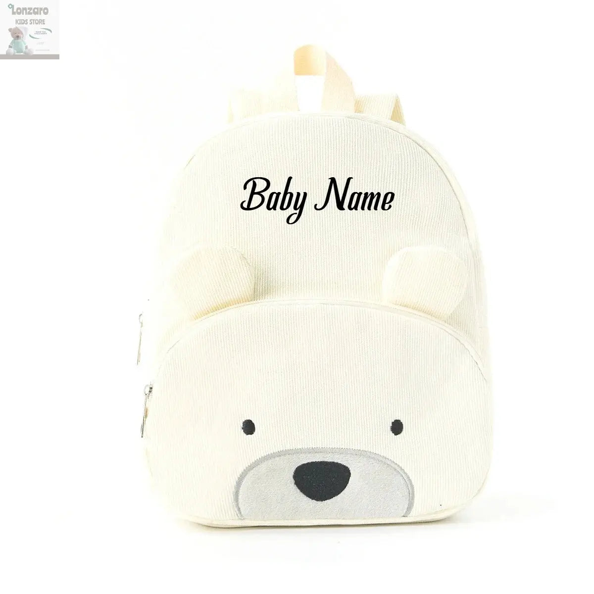 Customized Name Toddler Backpack Cartoon Bear Corduroy Large Capacity Backpack Embroidered Name Backpack Plush Bag Lonzaro Kids