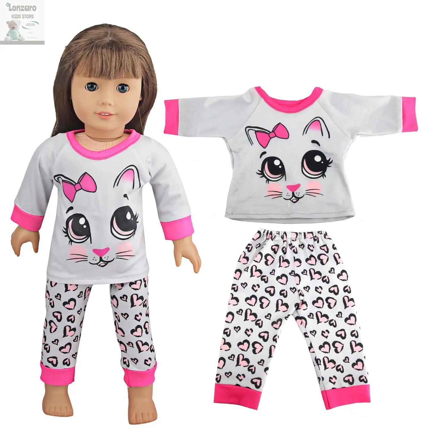 Doll Clothes Pajamas  For 43cm Baby New Born&American 18 Inch Girl Doll Unicorn Shark Cartoon Clothes Suit For Generation Doll Lonzaro Kids