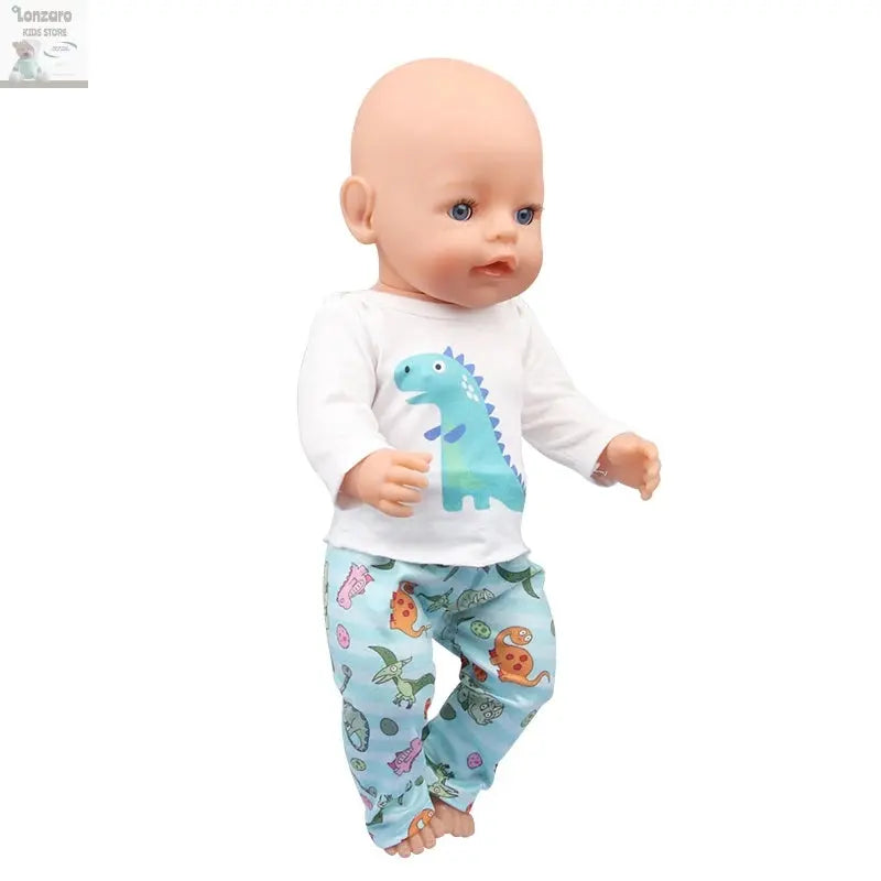 Doll Clothes Pajamas  For 43cm Baby New Born&American 18 Inch Girl Doll Unicorn Shark Cartoon Clothes Suit For Generation Doll Lonzaro Kids