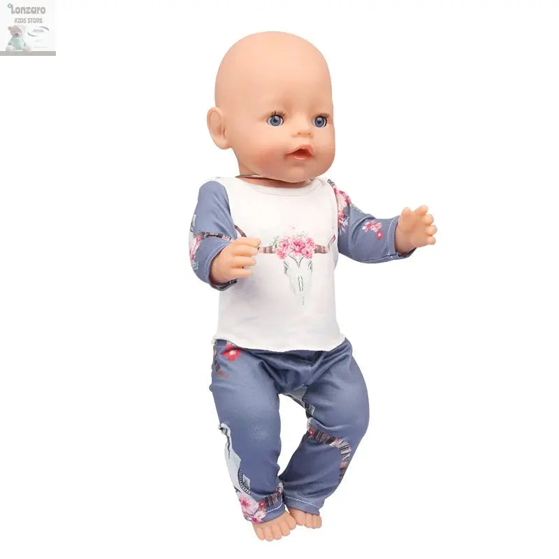 Doll Clothes Pajamas  For 43cm Baby New Born&American 18 Inch Girl Doll Unicorn Shark Cartoon Clothes Suit For Generation Doll Lonzaro Kids