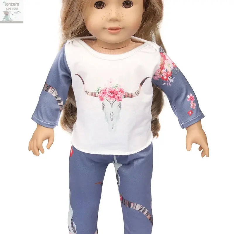 Doll Clothes Pajamas  For 43cm Baby New Born&American 18 Inch Girl Doll Unicorn Shark Cartoon Clothes Suit For Generation Doll Lonzaro Kids
