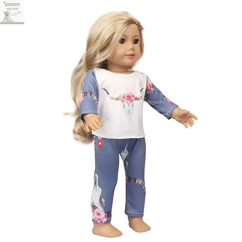 Doll Clothes Pajamas  For 43cm Baby New Born&American 18 Inch Girl Doll Unicorn Shark Cartoon Clothes Suit For Generation Doll Lonzaro Kids