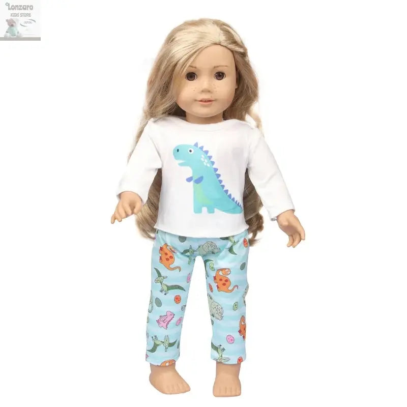 Doll Clothes Pajamas  For 43cm Baby New Born&American 18 Inch Girl Doll Unicorn Shark Cartoon Clothes Suit For Generation Doll Lonzaro Kids