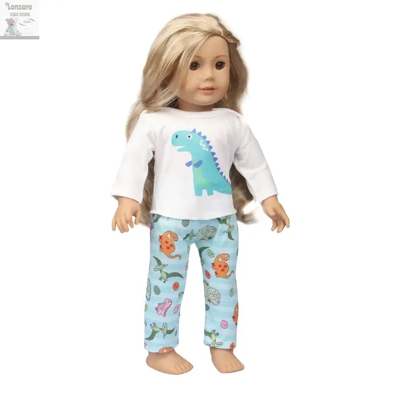 Doll Clothes Pajamas  For 43cm Baby New Born&American 18 Inch Girl Doll Unicorn Shark Cartoon Clothes Suit For Generation Doll Lonzaro Kids