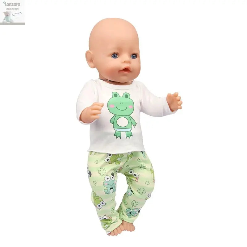 Doll Clothes Pajamas  For 43cm Baby New Born&American 18 Inch Girl Doll Unicorn Shark Cartoon Clothes Suit For Generation Doll Lonzaro Kids