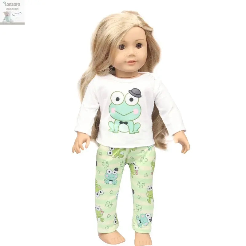 Doll Clothes Pajamas  For 43cm Baby New Born&American 18 Inch Girl Doll Unicorn Shark Cartoon Clothes Suit For Generation Doll Lonzaro Kids