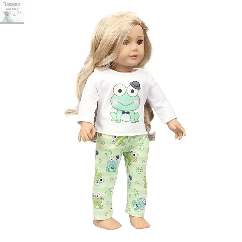 Doll Clothes Pajamas  For 43cm Baby New Born&American 18 Inch Girl Doll Unicorn Shark Cartoon Clothes Suit For Generation Doll Lonzaro Kids