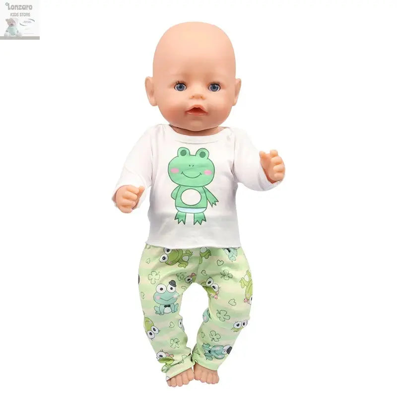 Doll Clothes Pajamas  For 43cm Baby New Born&American 18 Inch Girl Doll Unicorn Shark Cartoon Clothes Suit For Generation Doll Lonzaro Kids