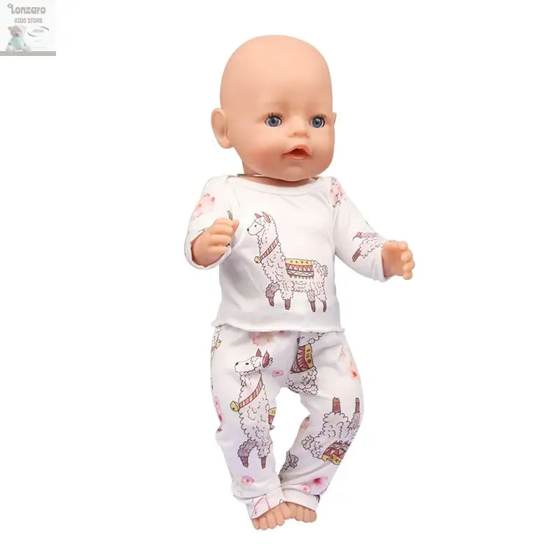 Doll Clothes Pajamas  For 43cm Baby New Born&American 18 Inch Girl Doll Unicorn Shark Cartoon Clothes Suit For Generation Doll Lonzaro Kids