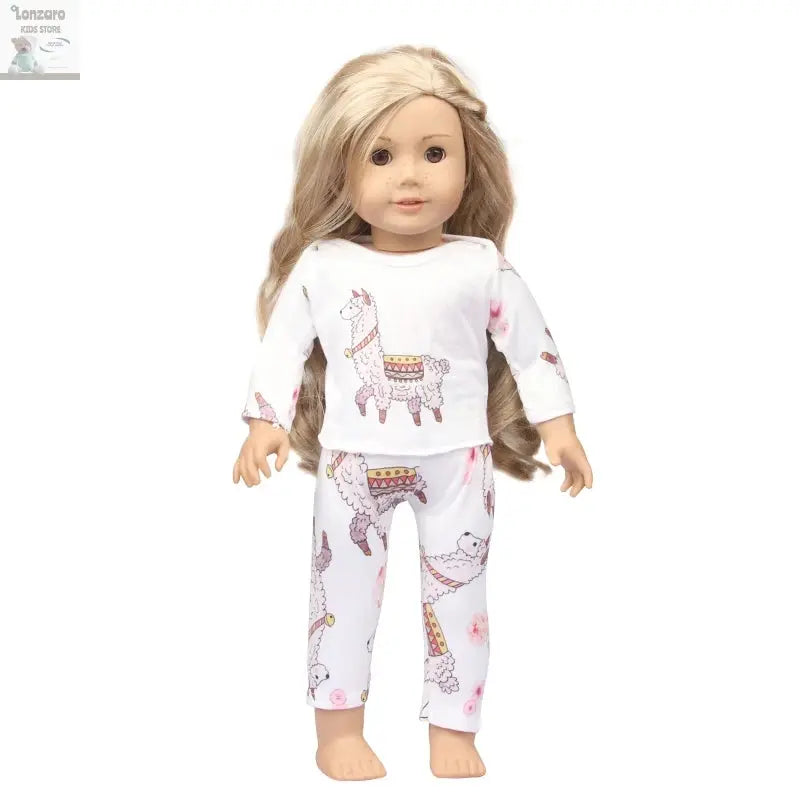 Doll Clothes Pajamas  For 43cm Baby New Born&American 18 Inch Girl Doll Unicorn Shark Cartoon Clothes Suit For Generation Doll Lonzaro Kids