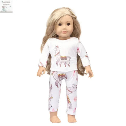 Doll Clothes Pajamas  For 43cm Baby New Born&American 18 Inch Girl Doll Unicorn Shark Cartoon Clothes Suit For Generation Doll Lonzaro Kids