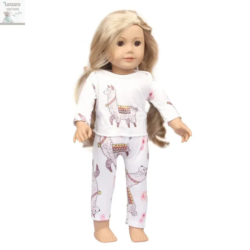 Doll Clothes Pajamas  For 43cm Baby New Born&American 18 Inch Girl Doll Unicorn Shark Cartoon Clothes Suit For Generation Doll Lonzaro Kids