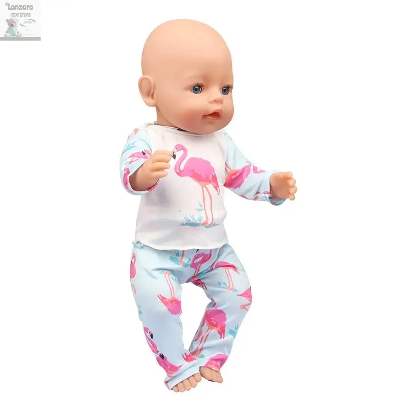 Doll Clothes Pajamas  For 43cm Baby New Born&American 18 Inch Girl Doll Unicorn Shark Cartoon Clothes Suit For Generation Doll Lonzaro Kids
