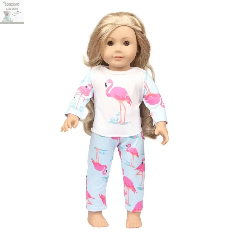 Doll Clothes Pajamas  For 43cm Baby New Born&American 18 Inch Girl Doll Unicorn Shark Cartoon Clothes Suit For Generation Doll Lonzaro Kids